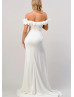 Ivory Satin Side Slit Elegant Wedding Dress